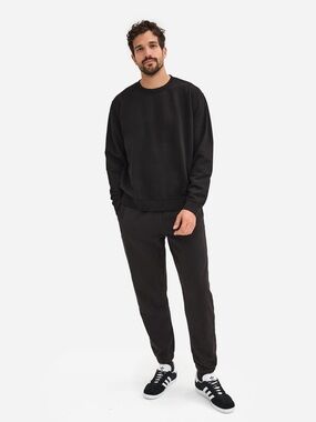 Mate the Label Organic Fleece Crew Neck Sweatshirt in Black Sz XS Oversized